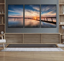 Wooden Pier on Seascape and Sunset Wall Art Canvas Print by MyGreatCanvas | Canvas Wall Art Prints | Photo Prints & Wall Decor