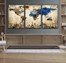 World Map Canvas Print – Vintage Blue and Gold World Map by MyGreatCanvas | Canvas Wall Art Prints | Photo Prints & Wall Decor