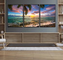 Framed Tropical Sunset Art Canvas Print