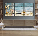 Seashells on Rustic Wooden Background, Seashells Wall Art
