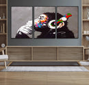Dj Monkey Listening to Music Wall Art Print | Banksy Monkey by MyGreatCanvas | Canvas Wall Art Prints | Photo Prints & Wall Decor