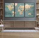 Classic World Map Canvas Print – Framed Vintage Map Wall
