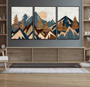 Abstract Wood Panel Effect Mountain Range Top Wall Art