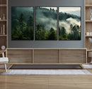 Misty Forest Wall Art Premium Canvas Print a Foggy and