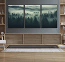 Misty Forest Wall Art Premium Canvas Print a Foggy and