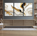 Gold Waves on Pure White Canvas – Gold Abstract Art for