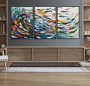 Modern Abstract Fish Shoal Wall Art Canvas Print, Colorful by MyGreatCanvas | Canvas Wall Art Prints | Photo Prints & Wall Decor
