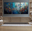 Modern Abstract Fish Shoal Wall Art Canvas Print, Colorful