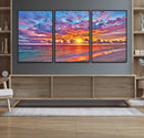Vibrant Sunset Beach Wall Art - Ocean Sunset Canvas Print |