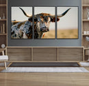 Texas Bull Longhorn Wall Art Canvas Print for Farm House
