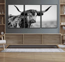 Texas Highland Cow Longhorn Canvas Print - Rustic Farmhouse by MyGreatCanvas | Canvas Wall Art Prints | Photo Prints & Wall Decor