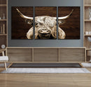 Highland Cow Wall Art Canvas Print, Rustic Farmhouse Decor,