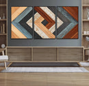 Geometric Wood Art Wall Decor Canvas Print, Rustic Wooden