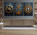 Boat Anchor Compass With Rope Wall Art Canvas Print | Beach by MyGreatCanvas | Canvas Wall Art Prints | Photo Prints & Wall Decor