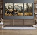 Rustic Grizzly 399 Bear Family Wall Art Canvas Print