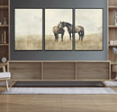 Chines Style Grunge Horses Wall Art Canvas Print