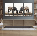 Chines Ink Style Horses Wall Art Canvas Print