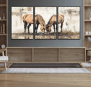 Vintage Horses Wall Art | Ready to Hang and Framed Triptych by MyGreatCanvas | Canvas Wall Art Prints | Photo Prints & Wall Decor