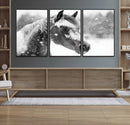 Black Horse Winter Wall Art | Ready to Hang and Framed |