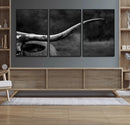 Cow Longhorn Wall Art | Black and White Print | Ready to by MyGreatCanvas | Canvas Wall Art Prints | Photo Prints & Wall Decor