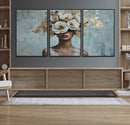 Golden Petal Wall Art - Petal Silhouette Woman Wall Art by MyGreatCanvas | Canvas Wall Art Prints | Photo Prints & Wall Decor