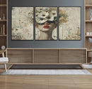 Abstract Floral Women Patel Wall Art Canvas Print