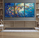Colorful Swirling Fish School Wall Art Canvas Print |