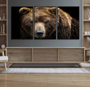 Grizzly Brown Bear Canvas Wall Art, Wildlife Animal Canvas