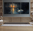 Abstract Swan on Water Wall Art Canvas Print - Elegant