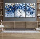 Blue and Gold Abstract Tree Wall Art Canvas Print | Modern