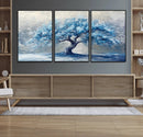 Abstract Blue Tree Art Canvas Print, Majestic Tree Wall Art