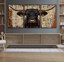 Rustic Texas Artwork Wall Art Canvas Print - Abstract Cow
