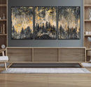 Golden Forest Abstract Wall Art | Dark Forest with Gold