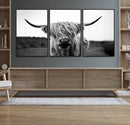 Highland Cow Wall Art | Black and White Farmhouse Decor |
