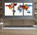 Colorful World Map Canvas Wall Art Print, Contemporary