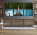 Suspension Bridge Over River Canvas Art | 3-Panel Nature by MyGreatCanvas | Canvas Wall Art Prints | Photo Prints & Wall Decor