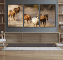 Large Wall Art 5 Horses Running on Sand Canvas Print