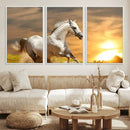 Large Wall Art Galloping White Horse at Sunset Canvas Print