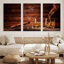 Whiskey and Cigar Wall Art Canvas | 3 Panel Bar Room Decor by MyGreatCanvas | Canvas Wall Art Prints | Photo Prints & Wall Decor