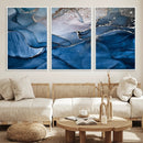 Navy Blue Canvas Art Abstract Print – Elegant Triptych