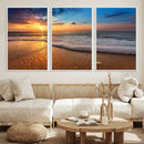 Sunset and Beach at Night Wall Art Canvas Print