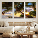 Tropical Island Sunset on the Beach Palms Wall Art Canvas by MyGreatCanvas | Canvas Wall Art Prints | Photo Prints & Wall Decor