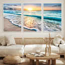 Sunset Beach Waves Canvas Wall Art – 5-Panel Ocean Sunset by MyGreatCanvas | Canvas Wall Art Prints | Photo Prints & Wall Decor