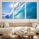 Blue Big Wave Surfing Ocean Canvas Wall Art Artwork Print