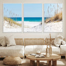 Serene Coastal Dune Path with Ocean View, 3-Panel Beach