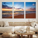 Serene Ocean Sunset Canvas Print, Golden Hour Beach Wall