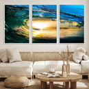 Ocean Wave at Sunset Canvas Art, Large Wall Print of Vibrant