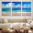 Tropical Beach 3-Panel Canvas Wall Art – Serene Ocean Waves