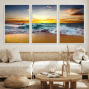 Golden Sunset Ocean Waves Wall Art Canvas Print – Multi