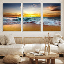 Golden Sunset Ocean Waves Wall Art Canvas Print – Multi